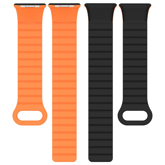 Pasek Silikonowy do Xiaomi Redmi Watch 4 / Xiaomi Smart Band 8 Pro / Xiaomi Smart Band 9 Pro, Czarny/Pomarańczowy