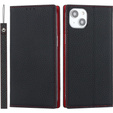 Etui z klapką do iPhone 15, Litchi Skin Grain, czarne