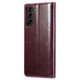Etui z klapką CASEME do Samsung Galaxy S21, Waxy Textured, czerwone