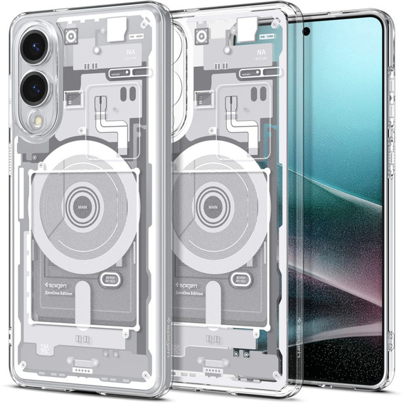Etui Spigen do Samsung Galaxy S25 Edge,  MagSafe Ultra Hybrid, Zero One, białe + Szkło Hartowane 9H