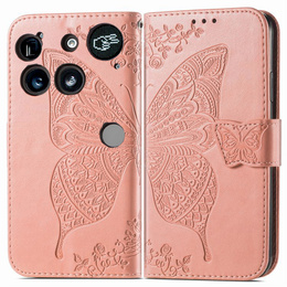 Etui z klapką do Nothing Phone 3 5G, Butterfly, różowe rose gold
