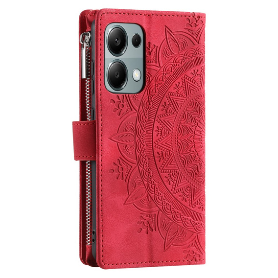 Etui z klapką do Xiaomi Redmi Note 13 Pro 4G / Xiaomi Redmi Note 14S / Xiaomi Poco M6 Pro 4G, Mandala, czerwone