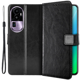 Etui z klapką do Oppo Reno 10 / 10 Pro, Crazy Horse Wallet, czarne