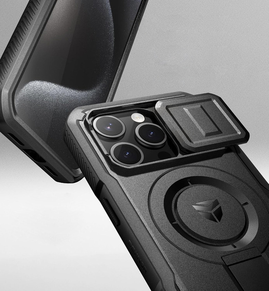 Etui Dexnor do iPhone 15 Pro – magnetyczne, z przesuwaną osłoną aparatu - czarne