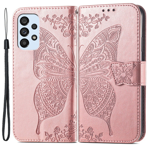 Etui z klapką do Samsung Galaxy A53 5G, Butterfly, różowe