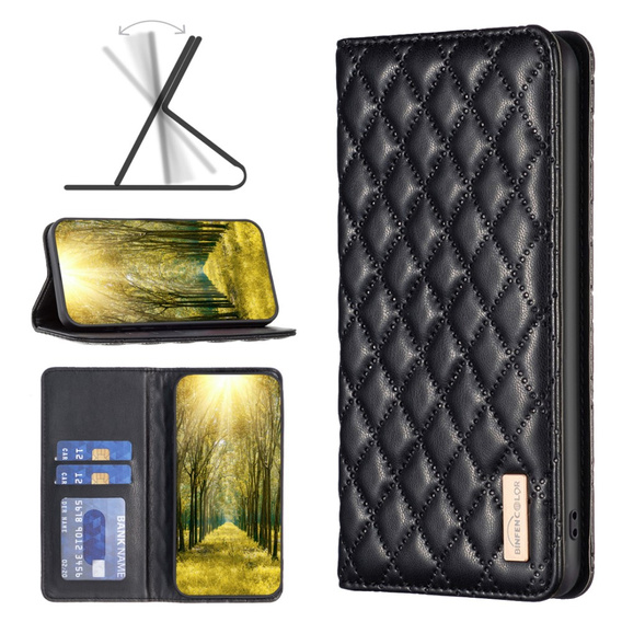 Etui z klapką do Xiaomi Redmi Note 13 Pro 4G / Xiaomi Redmi Note 14S / Xiaomi Poco M6 Pro 4G, Wallet, BINFEN COLOR, czarne