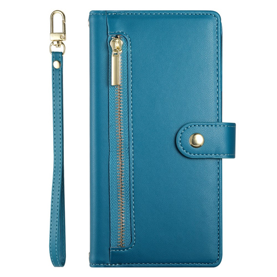 Etui z klapką do Oppo Reno 13F 5G, Wallet Zipper Pocket, niebieskie