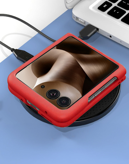 Etui do Motorola Razr 60 Ultra, PC Case, ze szkłem, czerwone