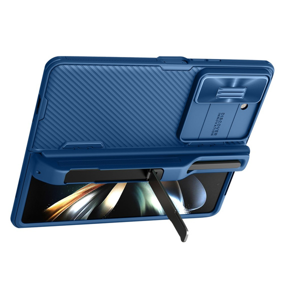 Etui NILLKIN do Samsung Galaxy Z Fold5 5G, CamShield Pro Pen Slot, Z podstawką, niebieskie