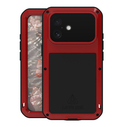 Etui Love Mei do iPhone 17, pancerne ze szkłem, czerwone