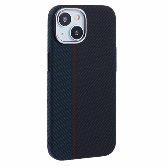 Etui do iPhone 14, Carbon Fiber MagSafe, czarne / niebieskie