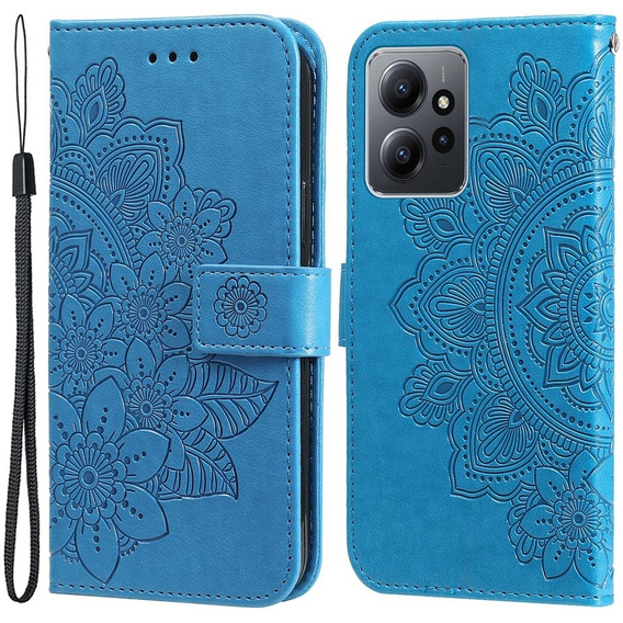 Etui z klapką do Xiaomi Redmi Note 12 4G, Mandala Flower, niebieskie