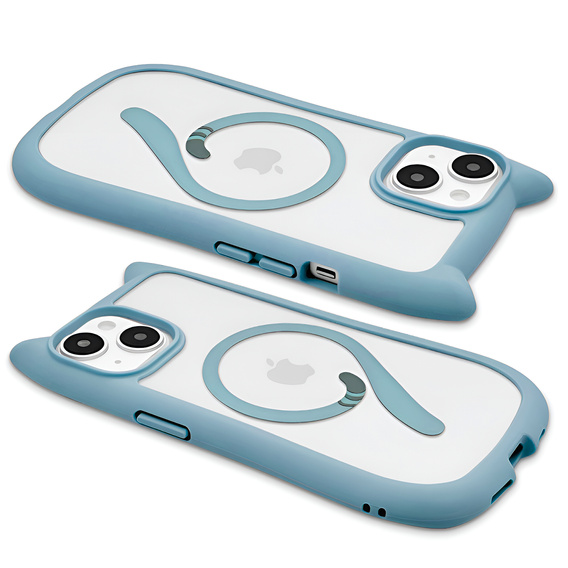 Etui do iPhone 15, do MagSafe, Cute Cat, niebieskie + Szkło na ekran