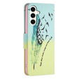Etui z klapką do Samsung Galaxy S23 FE, Wallet, Feather niebieskie / żółte