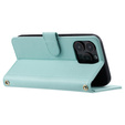 Etui z klapką do iPhone 16 Pro Max, Rhombus Crossbody Leather, zielone