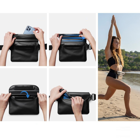 2x SPIGEN A620 Uniwersalna Wodoodporna Saszetka Waist Bag, Black