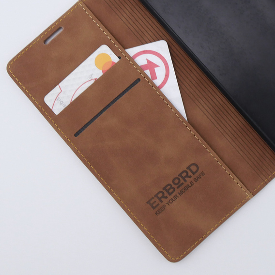 Etui do Xiaomi Redmi Note 12 4G, ERBORD Vintage portfel z klapką, brązowe