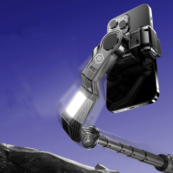 Blavec Selfie Stick Aluminium Fusion P07 z MagSafe, statywem, pilotem i 2 lampami – 1,4 metra