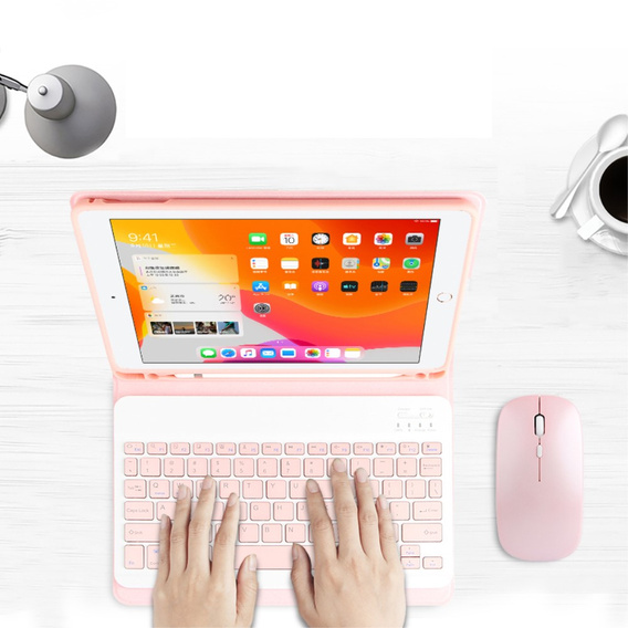 Etui z klawiaturą do iPad 10.2" 2021/2020/2019 (9/8/7 gen.), Keyboard Cover Pen Slot, różowe rose gold