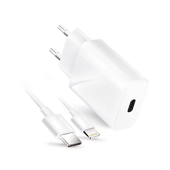 Forcell Ładowarka Sieciowa 20W PD/QC4.0 + Kabel Type-C - Lightning, White