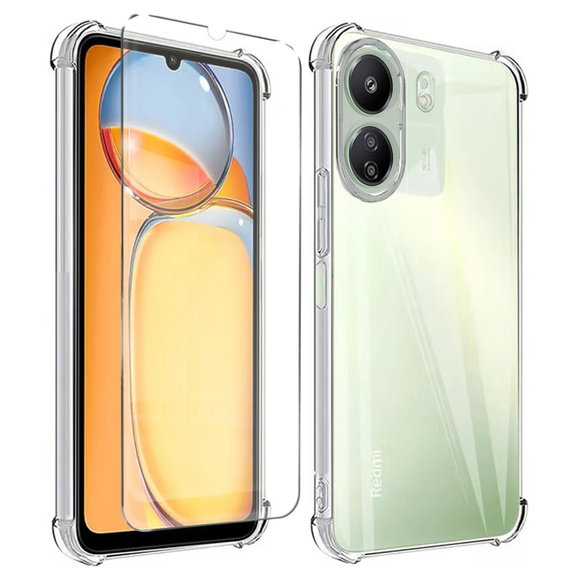Etui do Xiaomi Redmi 13C, Anti-Shock, przezroczyste + Szkło 9H