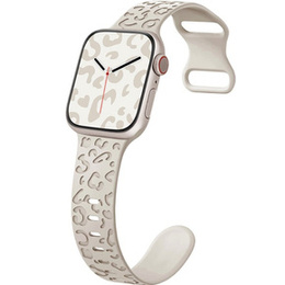 Pasek Silikonowy do Apple Watch 1/2/3/4/5/6/7/8/9/10/11/SE Ultra 1/2/3 42/44/45/46/49mm, Leopard, Beżowy