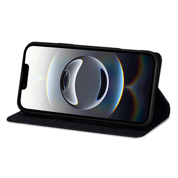 Etui z klapką do iPhone 16E, Card Slot Glittery, czarne