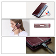 Etui z klapką CASEME do Samsung Galaxy S21, Waxy Textured, czerwone