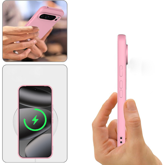 Etui do Google Pixel 10 Pro XL, do MagSafe, silikonowe, różowe