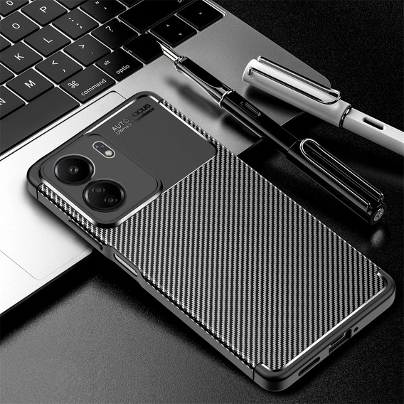 Etui do Xiaomi Redmi 13C / Poco C65, Carbon Gel, czarne
