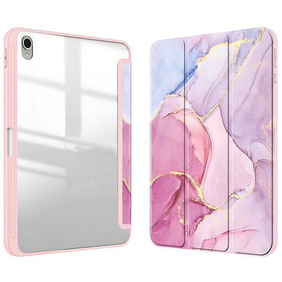 Etui do Samsung Galaxy Tab S11, Smartcase Hybrid, z miejscem na rysik, Marble różowe