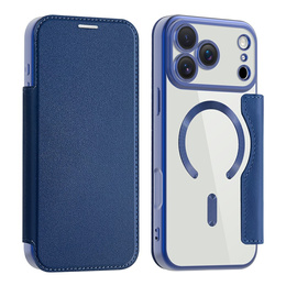 Etui z klapką do iPhone 17 Pro Max, RFID Wallet MagSafe z ochroną aparatu, granatowe