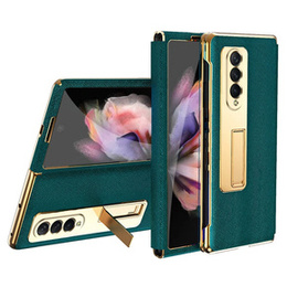 Etui ze szkłem do Samsung Galaxy Z Fold 4 5G, Kickstand Cross Texture, Green