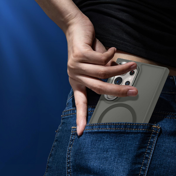 Etui do Samsung Galaxy S25 Ultra, Kickstand Matt Case, do MagSafe, szare + Szkło na ekran