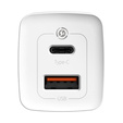 Ładowarka sieciowa Baseus GaN2 Lite, USB + USB-C, 65W - biała