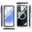 Etui do Samsung Galaxy S25 Edge, Shockproof, ze szkłem, do MagSafe, czarne