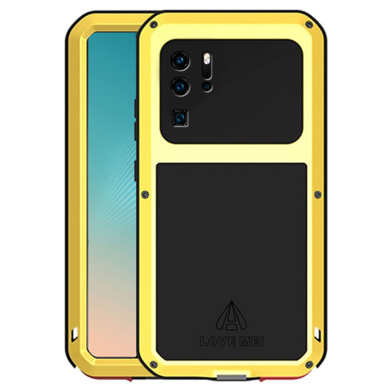 Etui Love Mei do Huawei P30 Pro, pancerne ze szkłem, żółte / czarne