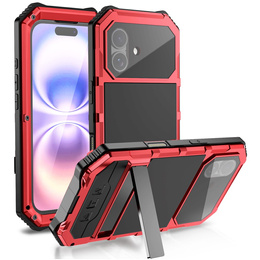 Etui pancerne do iPhone 17, R-JUST, z podstawką, czerwone