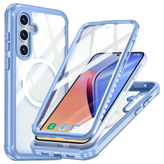 Etui do Samsung Galaxy A55 5G, Shockproof, ze szkłem, do MagSafe, niebieskie