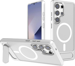 Etui do Samsung Galaxy S25 Ultra, Kickstand Matt Case, do MagSafe, srebrne