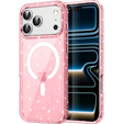 Etui do iPhone 17 Pro Max, do MagSafe, brokatowe, półprzezroczyste różowe