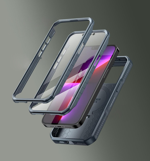 Etui Dexnor do iPhone 13 Pro – magnetyczne, z przesuwaną osłoną aparatu - niebieskie