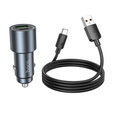 Ładowarka samochodowa Hoco Z60 USB-A + USB-C QC3.0 PD 48W + kabel USB-A do USB-C - czarna