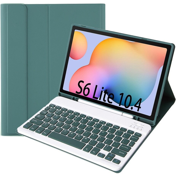 Etui z klawiaturą do Samsung Galaxy Tab S6 Lite 10.4" 2020/2022/2024, Pen Slot, zielone