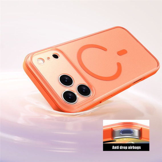 Etui do iPhone 17 Pro Max, do MagSafe, matowe z ochroną aparatów, pomarańczowe
