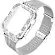 Bransoleta + Etui z Diamentami do Apple Watch 4/5/6/SE 44mm, Srebrna