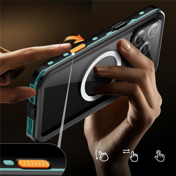 Etui Wodoodporne IP68 do iPhone 17 Pro Max, SHELLBOX MagSafe, niebieskie