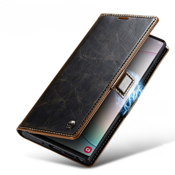 Etui z klapką CASEME do Samsung Galaxy Note 10 Plus, Waxy Textured, kawowe