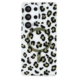 Etui magnetyczne do Samsung Galaxy S25 Ultra z nadrukiem panterki – czarne