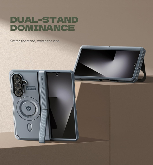 Etui pancerne do Samsung Galaxy Z Fold7 5G, Dexnor Magnetic,  do MagSafe - granatowe